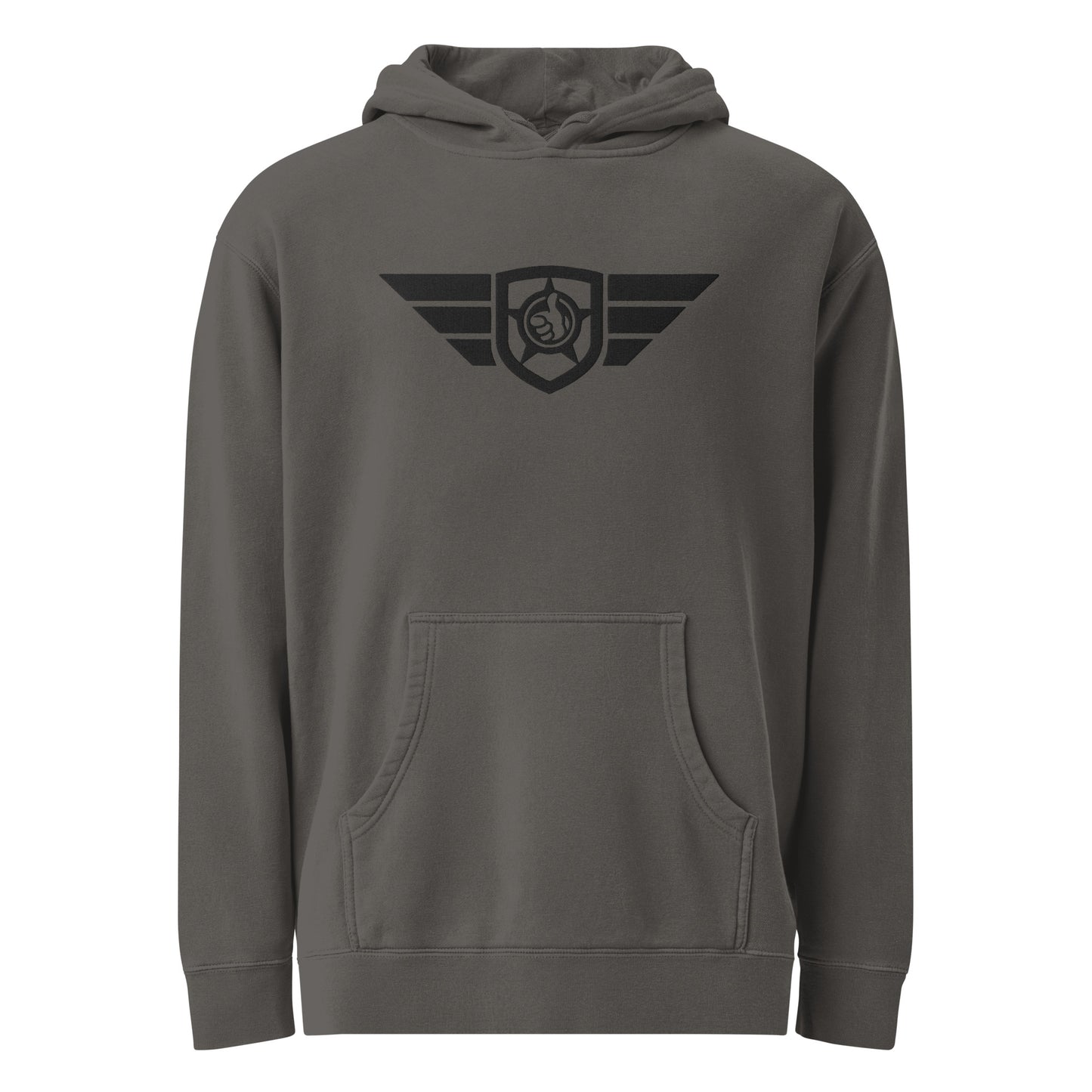 HGS Flight Hoodie pigment-dyed Black with Black embroidery