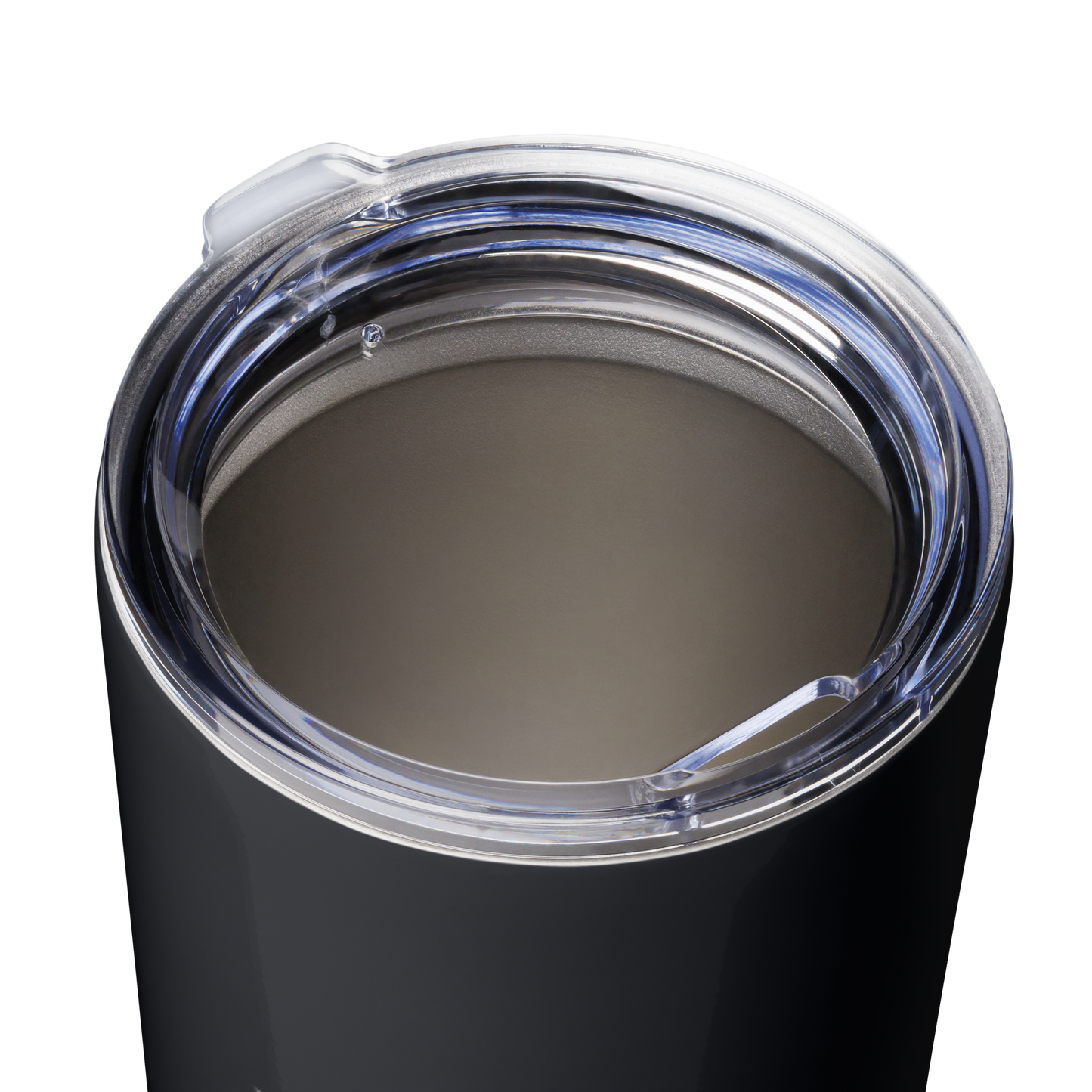 His Good Stuff back tumbler with clear lid on a white background