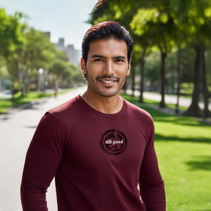 ALL GOOD Long-Sleeve Tee in Maroon