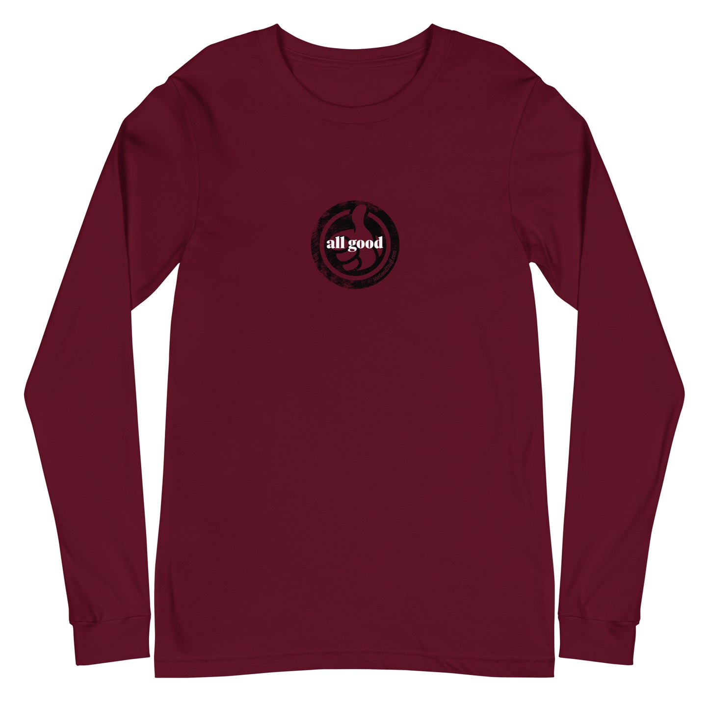 ALL GOOD Long-Sleeve Tee in Maroon