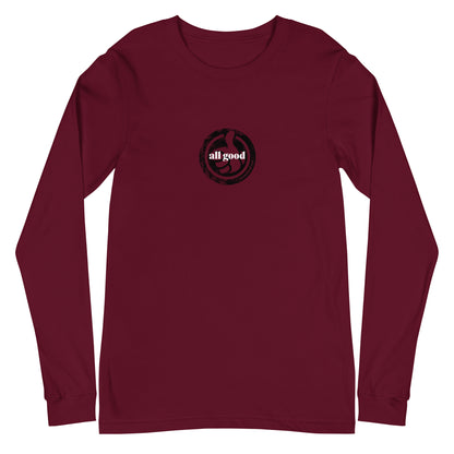 ALL GOOD Long-Sleeve Tee in Maroon