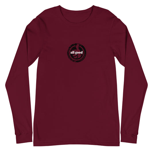 ALL GOOD Long-Sleeve Tee in Maroon