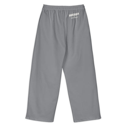 His Good Stuff's Autumn Catalog HGS26S4 Cotton Pants, back, wide-leg, heavyweight cotton-spandex blend, ultimate grey, on a white background. Graphic displays in the top right the letters "HGS24S4" and HisGoodStuff.com