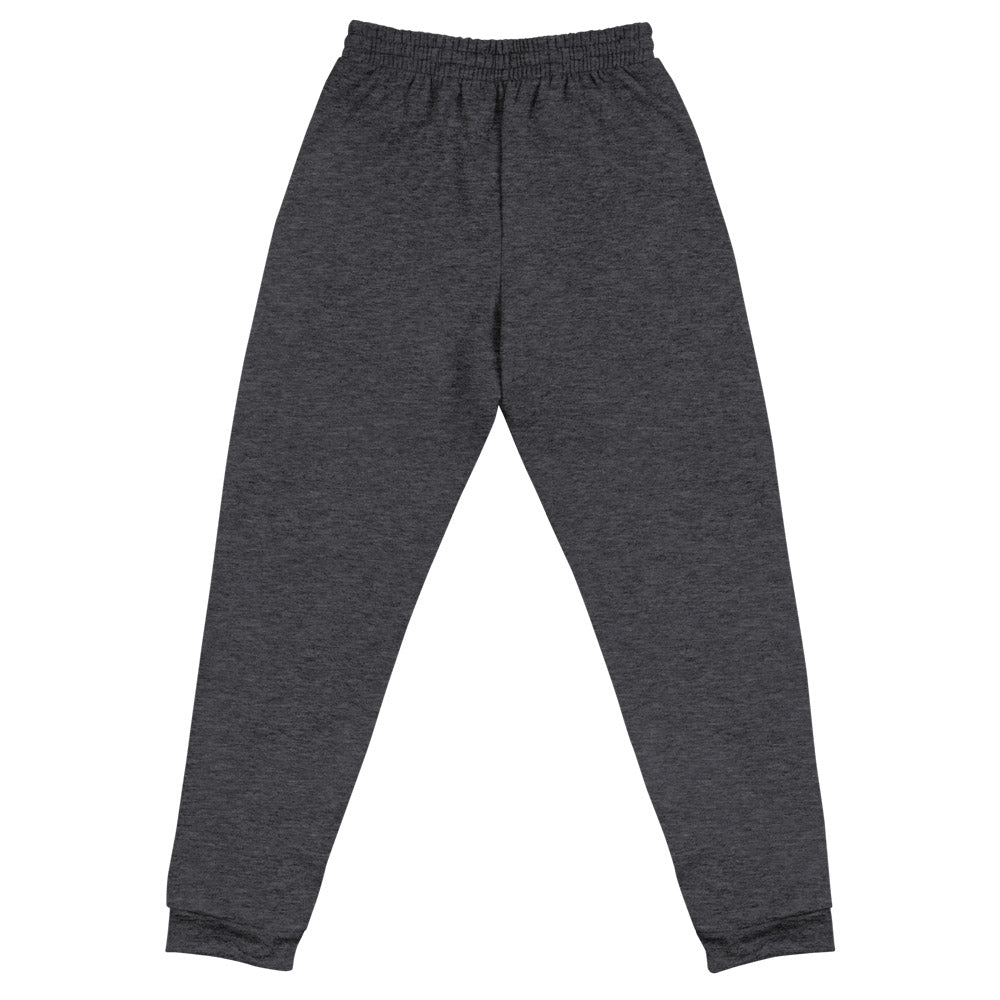 His Good Stuff's Autumn Catalog HGS26S4 Fleece Joggers, back, tapered fit, preshrunk fleece, heather black, on a white background. 