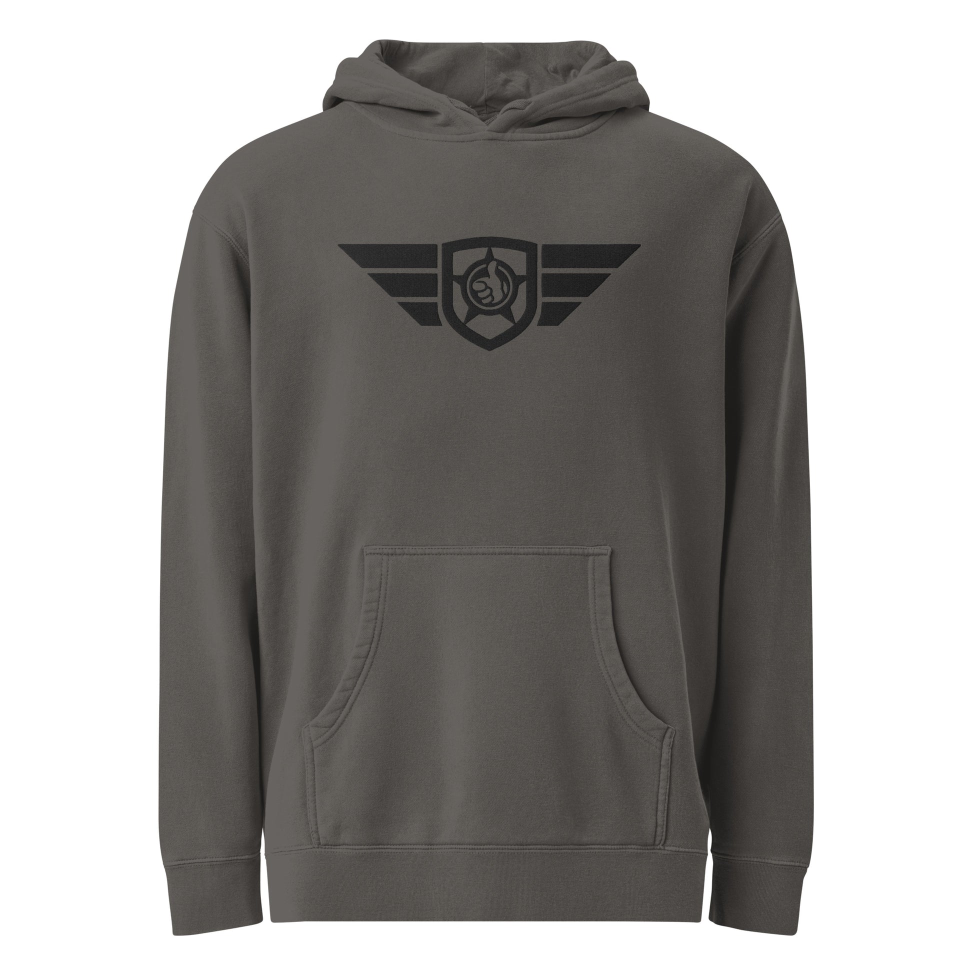 HGS Flight Hoodie pigment-dyed Black with Black embroidery
