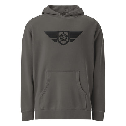 HGS Flight Hoodie pigment-dyed Black with Black embroidery