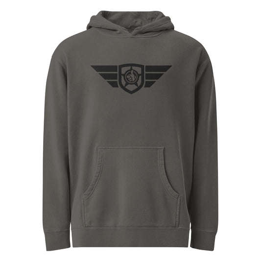 HGS Flight Hoodie pigment-dyed Black with Black embroidery